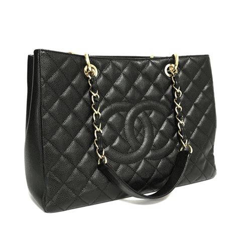 chanel black quilted caviar grand shopper tote gst bag|CHANEL Caviar Grand Shopping Tote GST Black .